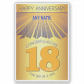 18 Jaar | Golden Ray 12 Stappen Aangepaste NAAM Sticker (Voorkant)