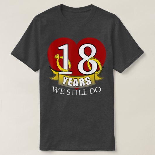 18 jaar Jubileum voor bruiloft T-shirt (Design voorkant)