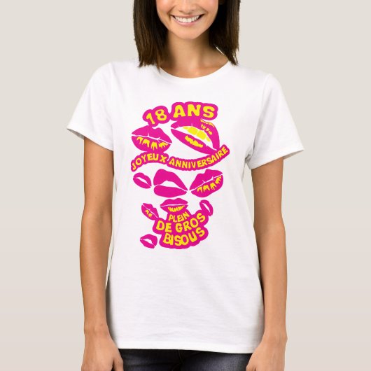 18 jaar met schuine mond t-shirt (Voorkant)