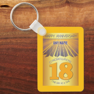 18 Jaar Nuchter Jubileum Gouden Straal 12 Stappe Sleutelhanger
