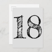 18 jaar nummer 18 manuscript reus uitnodiging briefkaart (Voorkant / Achterkant)