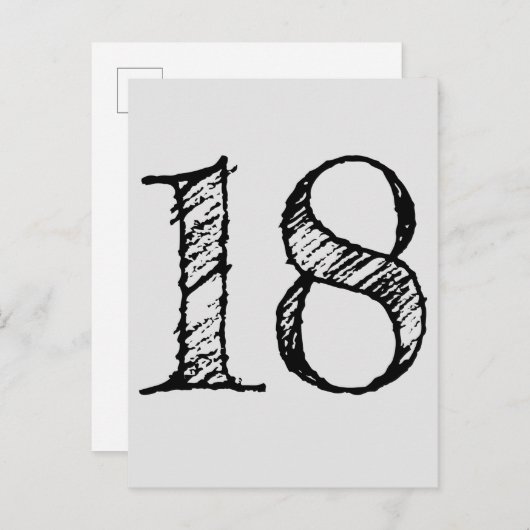 18 jaar nummer 18 manuscript reus uitnodiging briefkaart (Voorkant / Achterkant)