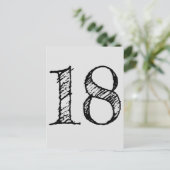 18 jaar nummer 18 manuscript reus uitnodiging briefkaart (Staand voorkant)