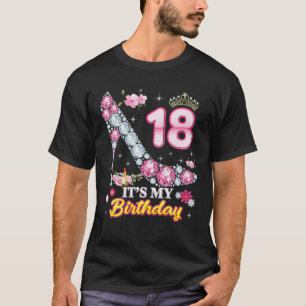 18 jaar oud Het is mijn 18e verjaardag, roze Diamo T-shirt