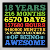 18 Jaar Oud  Retro 18e Verjaardag 216 Maand Poster (Voorkant)