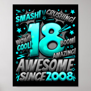 18 Jaar Oud Voor Jongens 18e Verjaardag Jongen 18 Poster