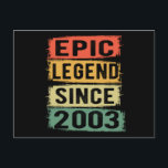 18 jaar oude dag 2003 Epic Legend 18th Birthday Briefkaart<br><div class="desc">'Birthday Design' Voor iedereen die horoscopen zegt moeilijk & onberispelijk,  maar wel helemaal waard.Draag het met trots op het werk,  de schoolgymzaal is perfect voor een paar korte,  leggings of spijkerbroek voor een casual maar trendy look</div>