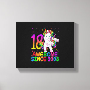 18 Jaar Oude Eenhoorn Flost 18e Verjaardag Meisje  Canvas Afdruk