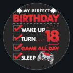 18 jaar oude gamer Boy 18th Perfect Birthday Gamin Ronde Sticker<br><div class="desc">18 jaar oude gamer Gift Boy Teen 18th Perfect Birthday Gaming</div>