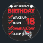 18 jaar oude gamer Boy 18th Perfect Birthday Gamin Ronde Sticker<br><div class="desc">18 jaar oude gamer Gift Boy Teen 18th Perfect Birthday Gaming</div>