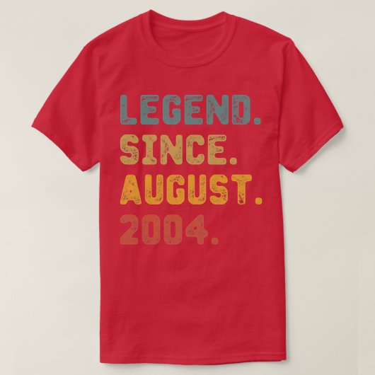 18 jaar oude Gift Legend sinds augustus 2004 18e h T-shirt (Design voorkant)
