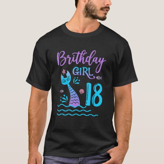 18 jaar oude Gift Mermaid tail munt 18th Birthday  T-shirt (Voorkant)