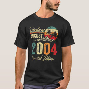 18 jaar oude Vintage augustus 2004 18e verjaardag T-shirt
