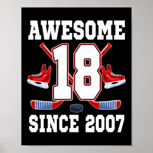 18 Jaar Verjaardag IJshockey Thema Geweldig Sinc Poster