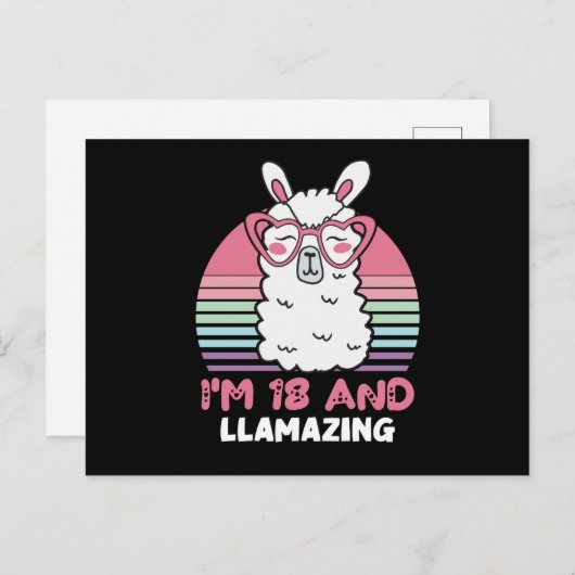 18 jaar verjaardag Llamazing 18e verjaardag Llama Briefkaart (Voorkant / Achterkant)
