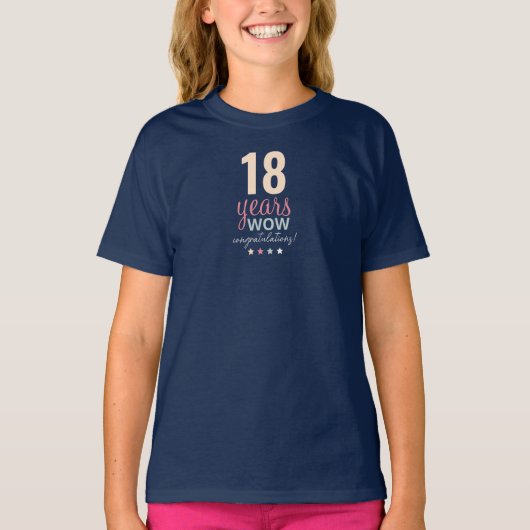 18 jaar Wow gefeliciteerd T-shirt (Voorkant)