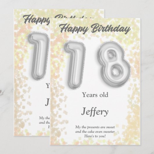 18-jarige Happy Birthday-kaart (Voorkant / Achterkant)