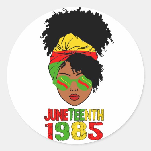 18 juni 1865 Afro Woman Ronde Sticker (Voorkant)