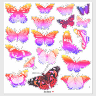 18 Kleurrijke  kunst Vlinders Regenboog Paarse Sticker