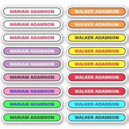 18 Kleurrijke Naam Stickers voor Kinderbezittingen (Voorkant)