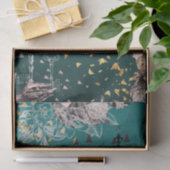 18 lbs donkerpapier Blauwgroen ombré florale ontko Tissuepapier (Geschenk)