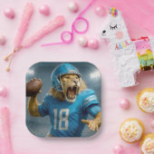 #18 Lion Football Speler Papieren Bordje (Feest)