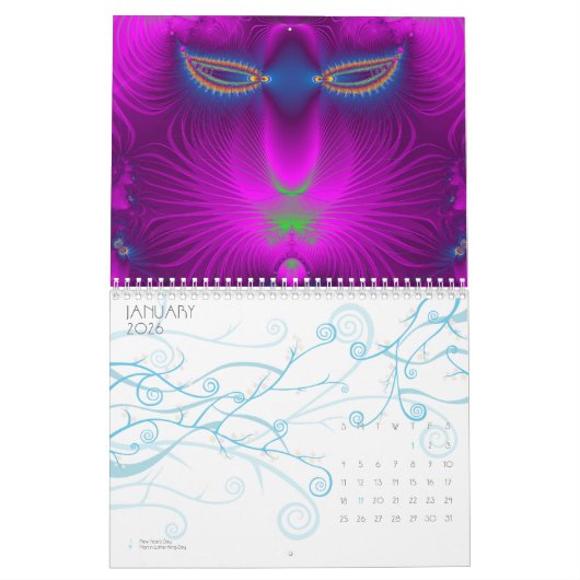 18 maanden fractale art kalender (Jan 2026)