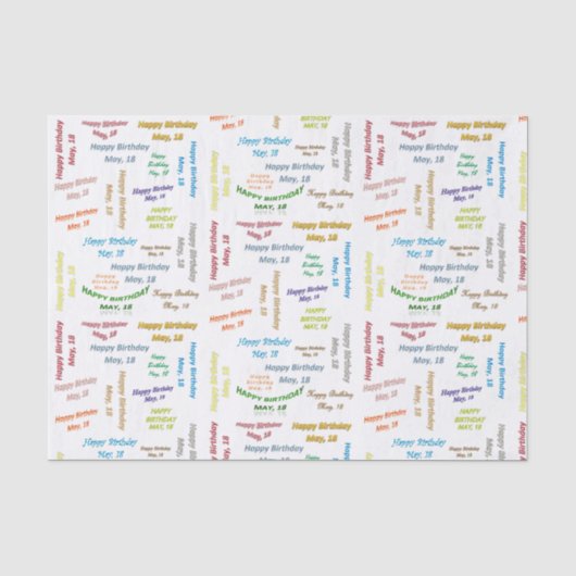 18 mei, 18-jarig weefselpapier tissuepapier (Voorkant)