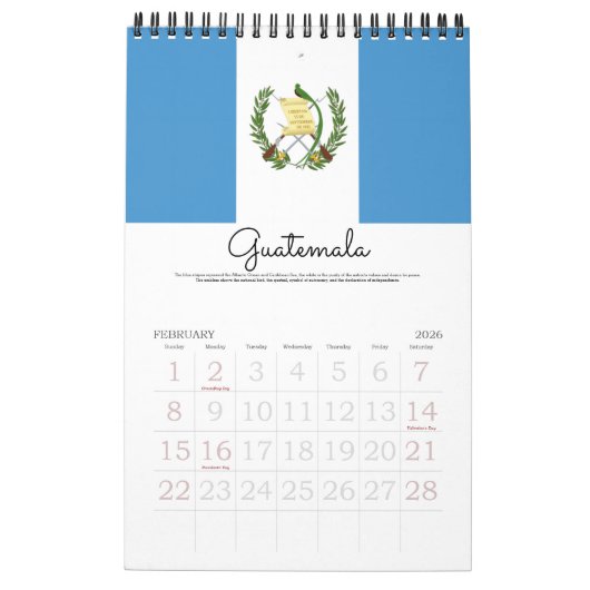 18-Mo-vlaggen van Midden-Amerika en het Caribisch Kalender (Feb 2026)