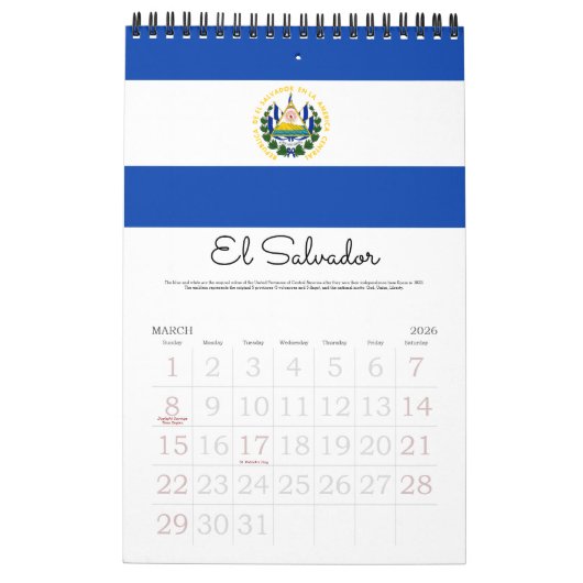 18-Mo-vlaggen van Midden-Amerika en het Caribisch Kalender (Mar 2026)