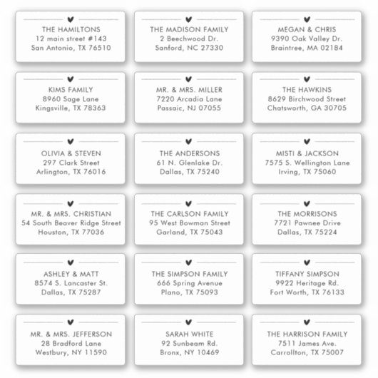 18 Moderne Huwelijk Ontvanger Individueel Adres  Sticker (Voorkant)