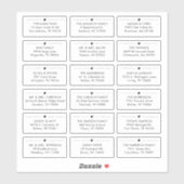 18 Moderne Huwelijk Ontvanger Individueel Adres  Sticker (Vel)