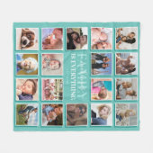 18 Naam fotocollage Blauwgroen Fleece Deken (Voorkant (Horizontaal))