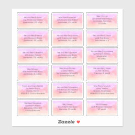 18 Naam gast Adres Roze Lila Waterverven Sticker