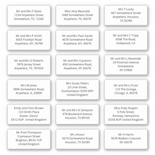 18 Naam individuele ontvanger Adres Verzending San Sticker (Voorkant)