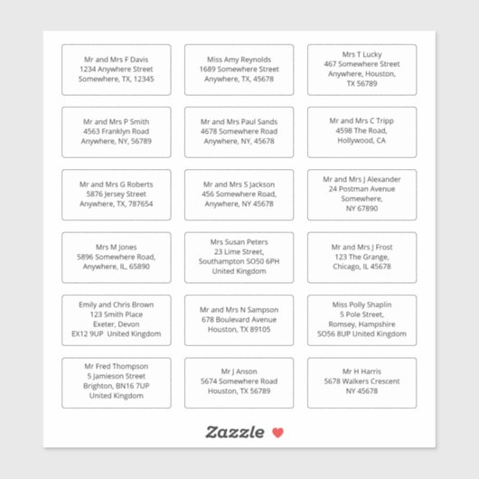 18 Naam individuele ontvanger Adres Verzending San Sticker (Vel)