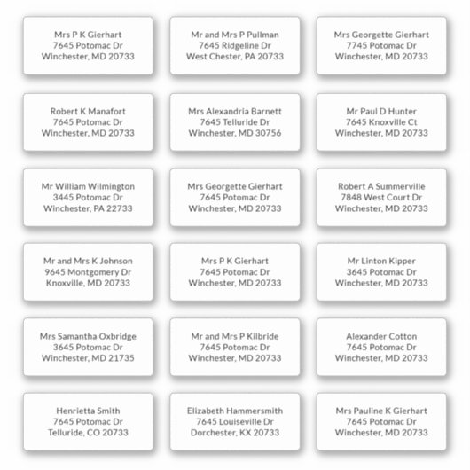 18 Naam ontvanger VerzendAdresetiketten Sticker (Voorkant)