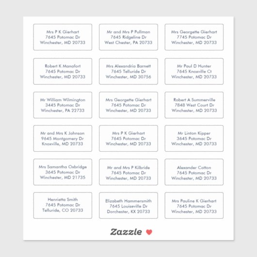 18 Naam van de ontvanger Huwelijksgasten Adressen Sticker (Vel)