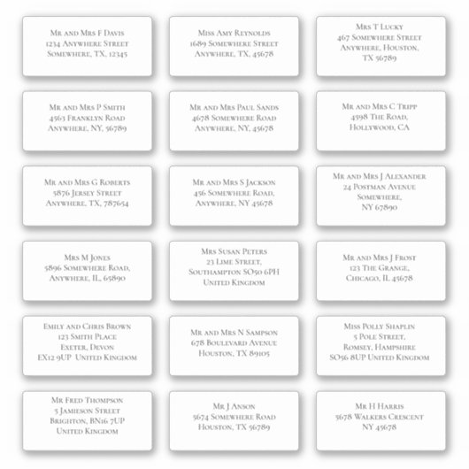 18 Naam van individuele weddenschap Naam adres Ser Sticker (Voorkant)