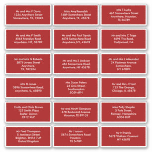 18 namen van individuele ontvangers adressen rood sticker