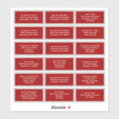 18 namen van individuele ontvangers adressen rood sticker (Vel)