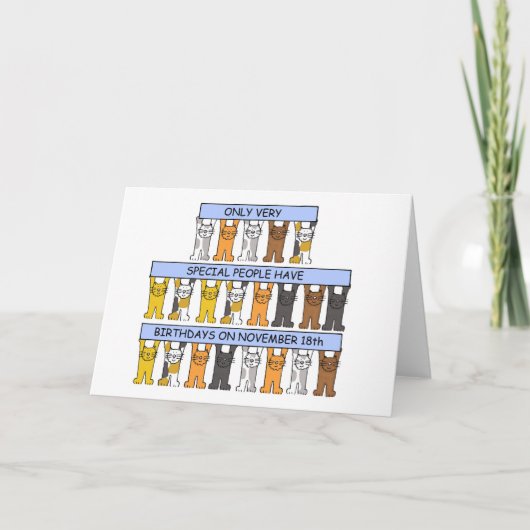 18 november jl. Cute Cartoon Cats Kaart (Voorkant)