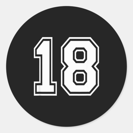 18 Number Eighteen Team Sports Graphic Matching Va Ronde Sticker (Voorkant)