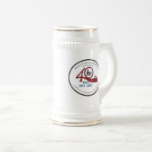 18 oz Stein met PFDC 40e Jubileum logo. Bierpul (Voorkant rechts)