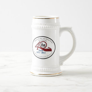18 oz Stein met PFDC 40e Jubileum logo. Bierpul