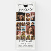 18 Photo Collage Afstuderen Modern Minimal White Spandoek (Verticaal)