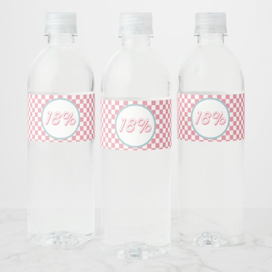 18 procent Groovy Pink Check 18e verjaardag Waterfles Etiket (Flessen)