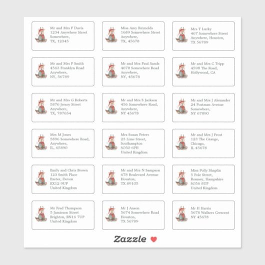 18 Recipient Name Address Reindeer Kerstmis Sticker (Vel)