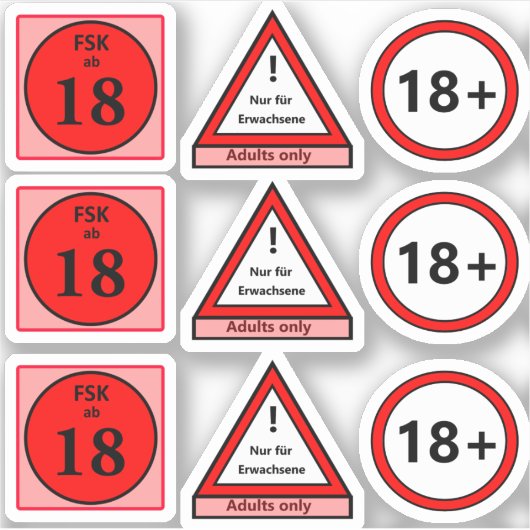 18+ Sticker Set (Voorkant)