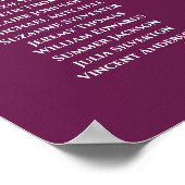 18 Tabel Elegant Cassis Wedding Seating Chart Poster (Hoek)